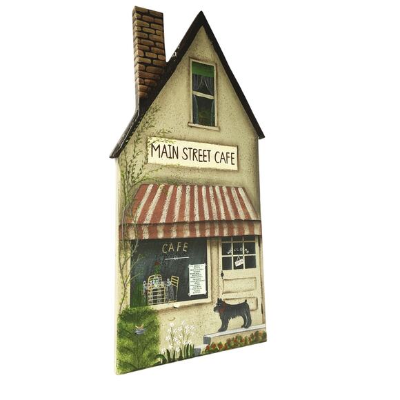 Hand painted Cottagecore Country Main Street Cafe House Dog Wall Decor farmhouse - Picture 2 of 4